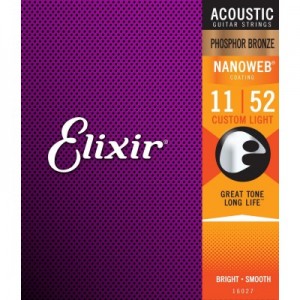 Elixir Phosphor Bronze Nanoweb Custom Light 11 - 52 Acoustic Strings